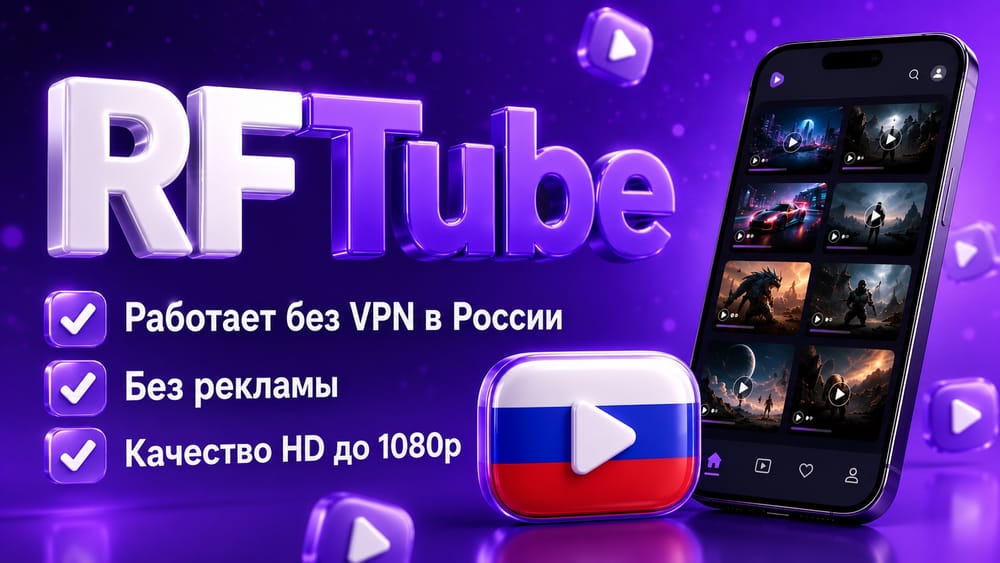 Экран приложения RFTube с открытым видео